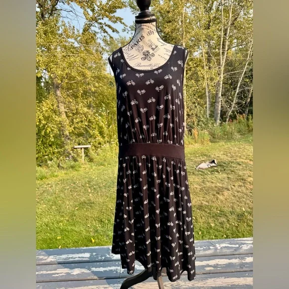 Torrid Black Midi Dress with White Bicycle Design - Picture 5 of 15